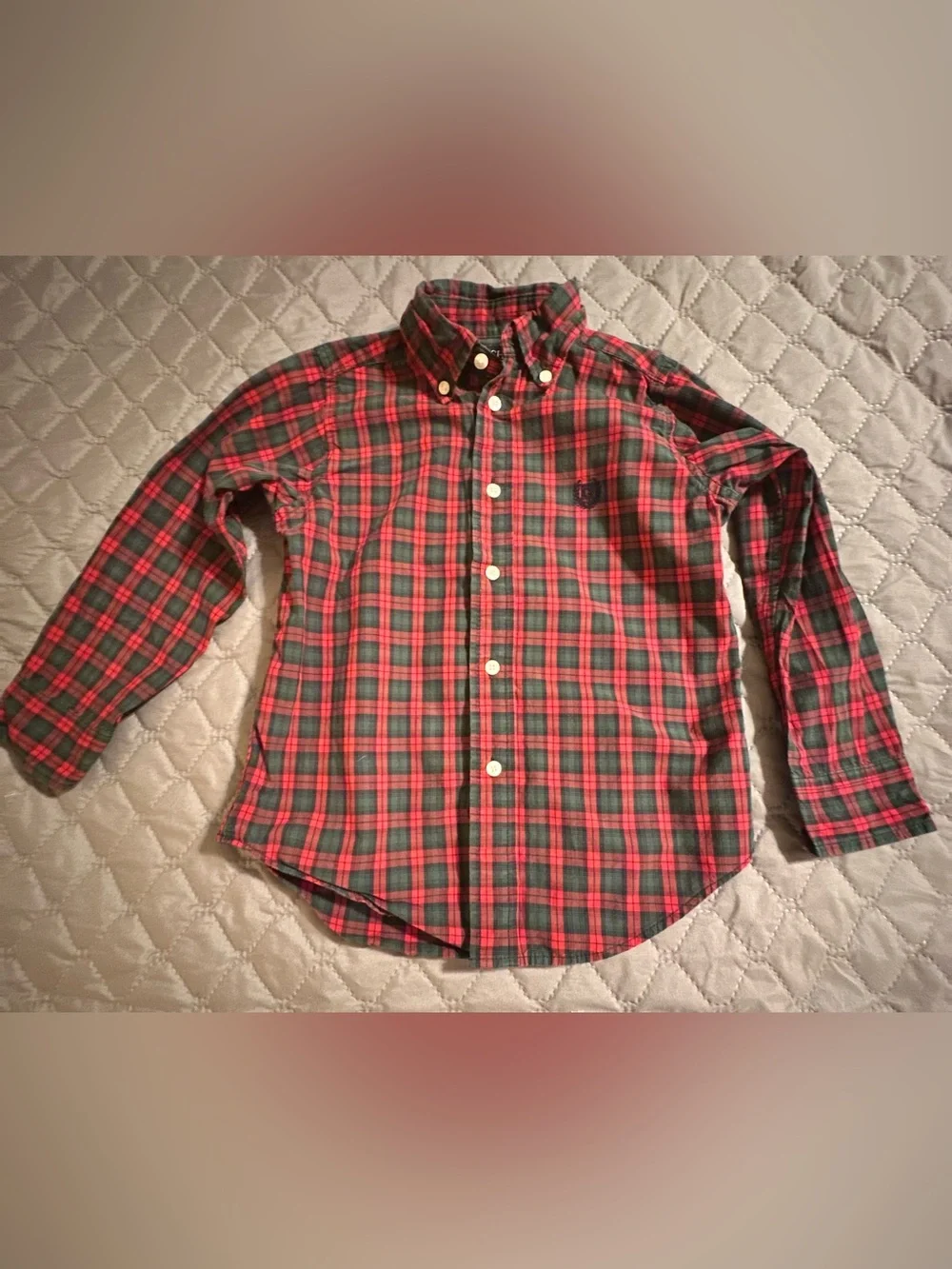 Chaps Toddler Boys Red & Green Plaid Button-Down Shirt Size 4T